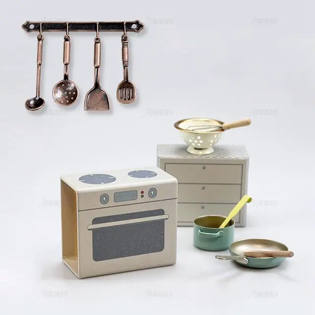 Alt view image 7 of 7 - AUEAR, 5 Pack 1:12 Mini Home Kitchen Accessories Kit Spoon Shovel Cookware Tools for Decoration