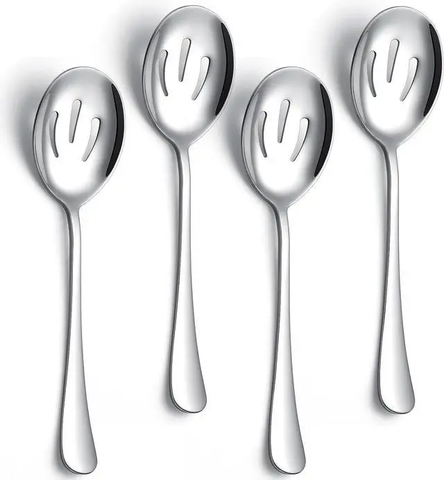 Main image of Serving Spoons 8.7 Inches Slotted Serving Spoon Large Cutlery for Catering Buffet, Mirror Polished, Dishwasher Safe, 4 Pieces