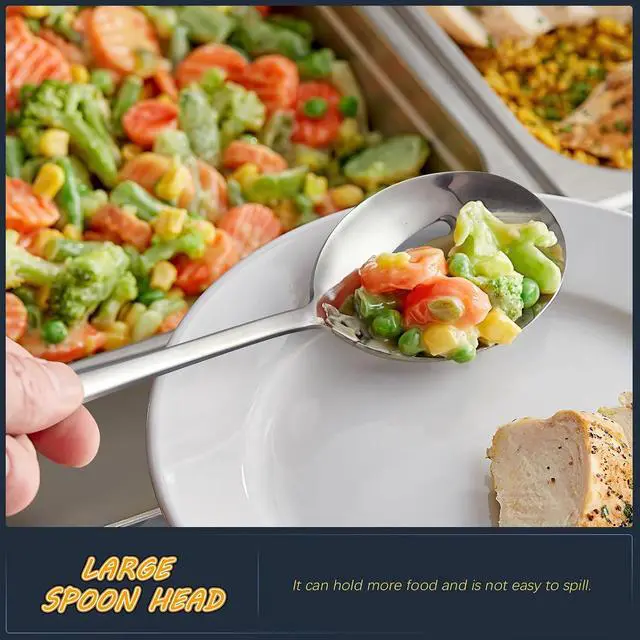 Alt view image 5 of 7 - Serving Spoons 8.7 Inches Slotted Serving Spoon Large Cutlery for Catering Buffet, Mirror Polished, Dishwasher Safe, 4 Pieces