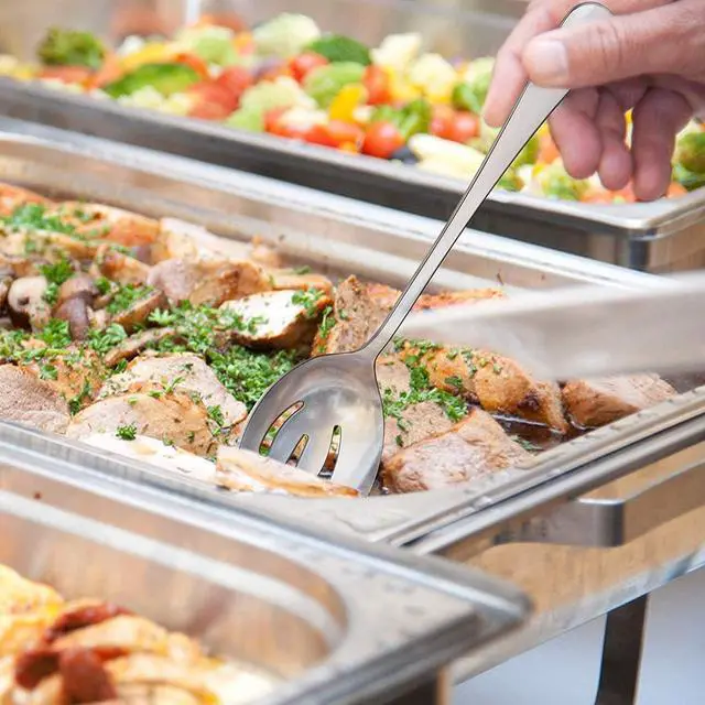 Alt view image 7 of 7 - Serving Spoons 8.7 Inches Slotted Serving Spoon Large Cutlery for Catering Buffet, Mirror Polished, Dishwasher Safe, 4 Pieces