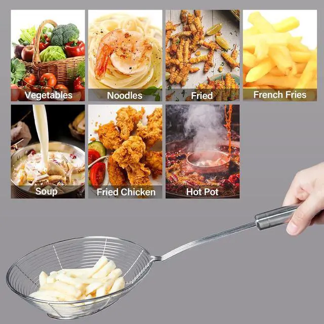 Alt view image 7 of 7 - Eisinly Strainer Skimmer Spoon for Cooking Frying Stainless Steel 5.5 Inch