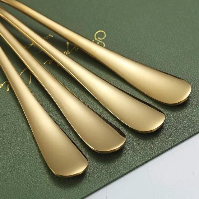 Alt view image 7 of 7 - Gold Serving Spoons 4 Pieces, Kyraton Titanium Plating Serving Spoon, Include 2 Serving Spoon And 2 Slotted Spoons, Stainless Steel Serving Utensils, Serving Set Packing of 4