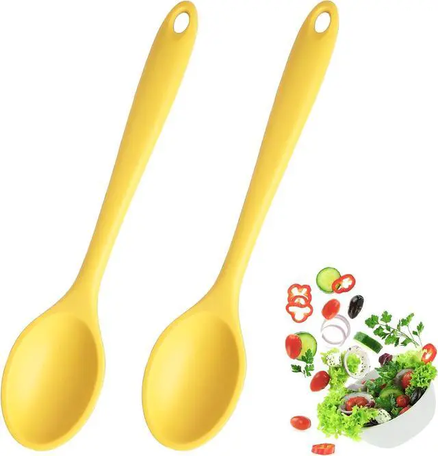 Main image of 2 Pcs Silicone Spoons for Cooking, Yellow