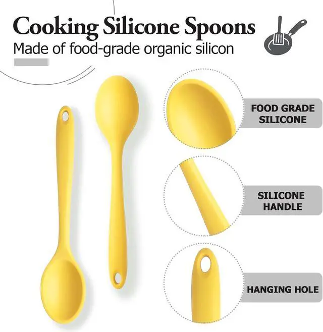 Alt view image 3 of 7 - 2 Pcs Silicone Spoons for Cooking, Yellow