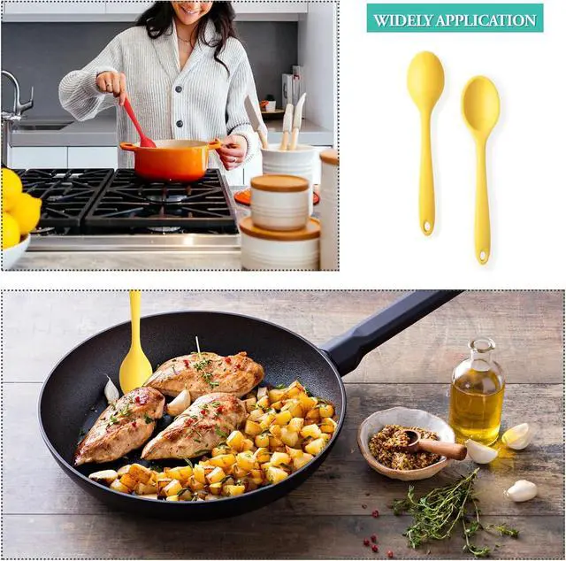 Alt view image 5 of 7 - 2 Pcs Silicone Spoons for Cooking, Yellow