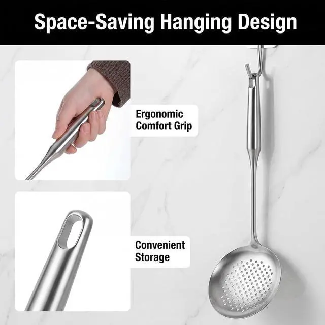 Alt view image 5 of 7 - Slotted Spoon, Slotted Spoon for Straining Metal Slotted-Spoons, Stainless Steel Skimmers Kitchens Cooking Utensils Colander Spoons for Draining Stirring Serving Frying