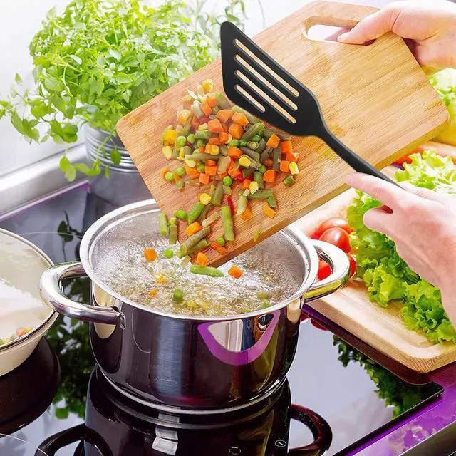 Alt view image 4 of 7 - Silicone Spatula Turner Set, 2PCS Heat-Resistant Non-Stick Fish Slotted Spatula Kitchen Utensil Set for Cooking, Baking and Mixing, BPA Free & Dishwasher Safe (Black)