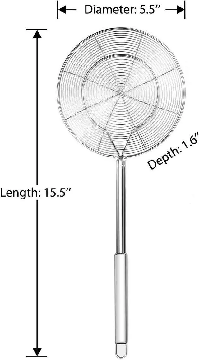 Alt view image 2 of 7 - Hiware Solid Stainless Steel Spider Strainer Skimmer Ladle for Cooking and Frying, Kitchen Utensils Wire Strainer Pasta Spoon, 5.4 Inch