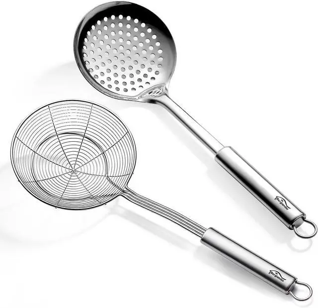 Main image of Berglander Spider Strainer Skimmer Ladle 2 Pieces, Stainless Steel Kitchen Skimmer Slotted Spoons for for Straining Pasta/Cooking/Frying, Kitchen Utensils Wire Strainer Pasta Spoon