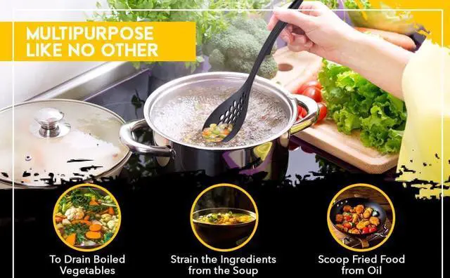 Alt view image 5 of 6 - Nylon Slotted Spoon 12.2" Lightweight, BPA-Free, Heat-Resistant, Non-Scratch Kitchen Utensil Made in Japan