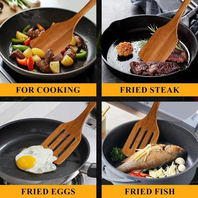Alt view image 5 of 7 - 2Pcs Non Toxic Acacia Wood Spatula for Cooking Utensils Set Flipping Turner