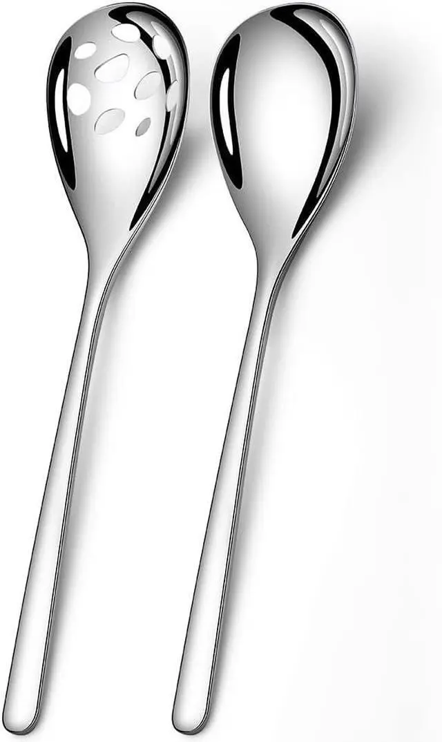 Main image of 2-Piece Serving Spoon Set, 9.4 Inch Stainless Steel Slotted&Solid Spoons, Extra Large Heavy Duty Kitchen Utensils for Buffet, Party, Restaurant