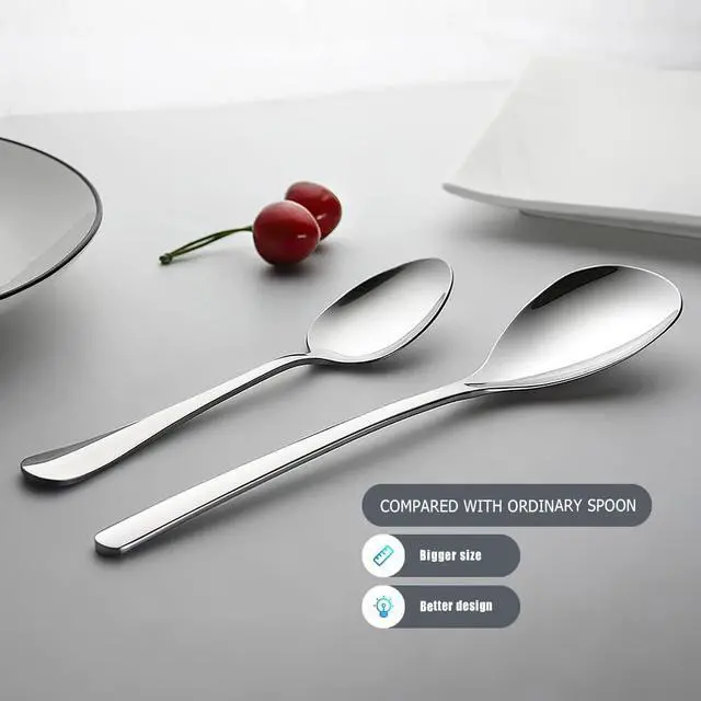 Alt view image 3 of 7 - 2-Piece Serving Spoon Set, 9.4 Inch Stainless Steel Slotted&Solid Spoons, Extra Large Heavy Duty Kitchen Utensils for Buffet, Party, Restaurant
