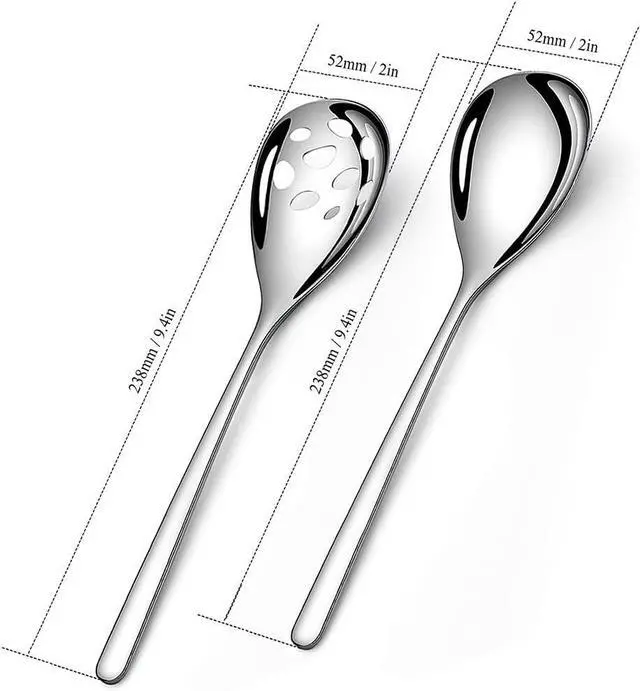 Alt view image 2 of 7 - 2-Piece Serving Spoon Set, 9.4 Inch Stainless Steel Slotted&Solid Spoons, Extra Large Heavy Duty Kitchen Utensils for Buffet, Party, Restaurant