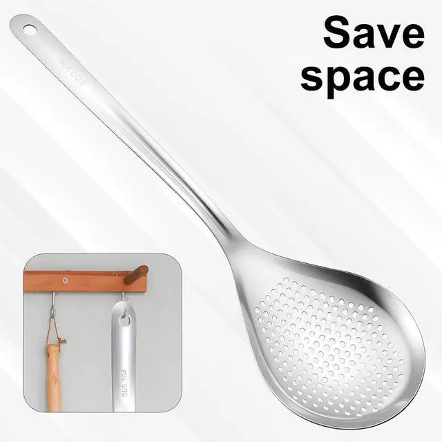 Alt view image 3 of 7 - Slotted Spoons for Cooking, Skimmer Slotted Spoon, Large Stainless Steel Skimmer Ladle Spoon Spider Strainer with Handle and Hanging Holes for Kitchen Cooking, Frying and Draining