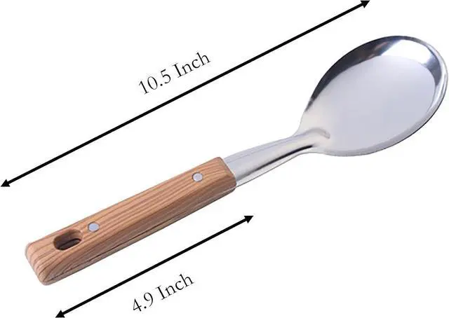 Alt view image 2 of 4 - 2 Pcs Rice Spoon, 10.5 Inch Stainless Steel Shovel with Wooden Handle for Cooking (2)