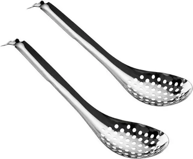 Main image of Spherification Spoon - Set of 2 Stainless Steel Spherification Spoon Molecular Slotted Bar Spoon Kitchen - KICW0071 (Silver)