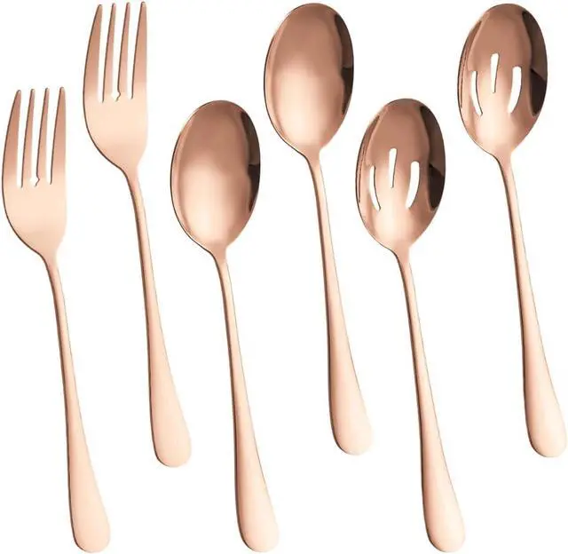 Main image of Silverware Sets, Includes 2 Serving Spoon,2 Slotted Serving Spoon, 2 Serving Fork, Stainless Steel Serving Spoons for Parties,Buffet Serving Utensils Set (Rose Gold)