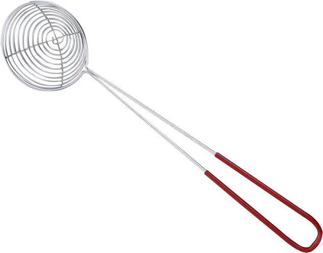 Main image of Hot Pot Strainer Spoons, Skimmer Slotted Scoop for Boba Pearls, Stainless Steel Spider Strainer with Handle, Mini Wire Mesh Colander for Cooking (2.5inch, Red)