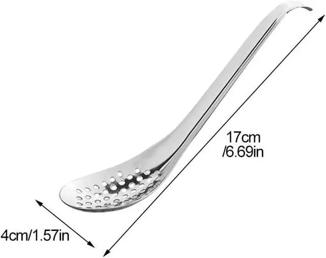 Alt view image 4 of 4 - Caviar Spoon, Stainless Steel Spherification Spoon, Cooking Gadgets, Small Slotted Spoons to Take Out Olives Capers, for Caviar, Egg Whites and Yolks Separated,Kitchen(Silver-3Pcs)
