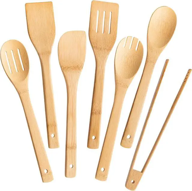 Main image of Eisinly 7-Piece Wooden Cooking Spoons, Polished Bamboo Utensil Set