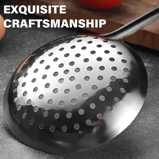 Alt view image 3 of 4 - 13.2" Stainless Steel Cooking Skimmer Spoon Metal Slotted Spoon for Straining, Ideal for Frying, Skimmer Ladle Sspoons Kitchen Utensils Fryer Scoop