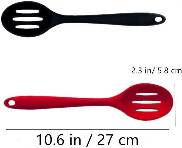 Alt view image 2 of 7 - Kitchen Slotted Spoon, 2 Pcs Silicone Slotted Spoon Heat Resistant, Non Scratch Cooking Spoons Set for Stirring, Scooping and Mixing