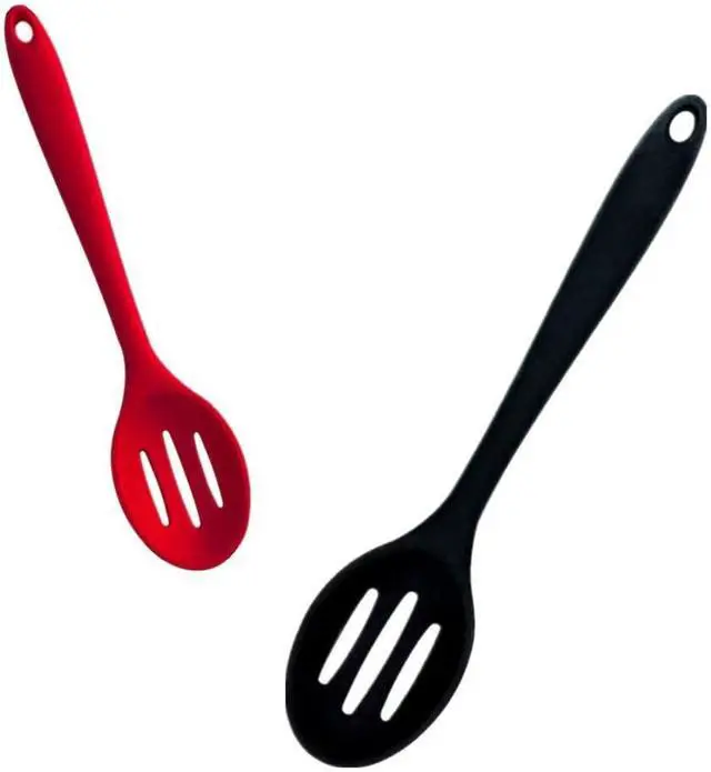 Alt view image 3 of 7 - Kitchen Slotted Spoon, 2 Pcs Silicone Slotted Spoon Heat Resistant, Non Scratch Cooking Spoons Set for Stirring, Scooping and Mixing
