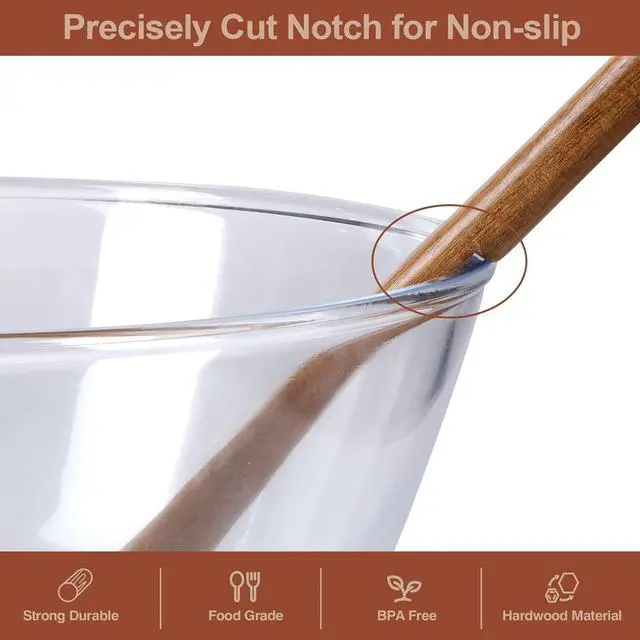 Alt view image 2 of 7 - Wooden Cooking Utensils, 6 Pieces Natural Acacia Wooden Spoons For Cooking with Non Stick & Heat Resistant Design, Wooden Kitchen Utensil Set with Hanging Hole for Stirring, Mixing, Cooking
