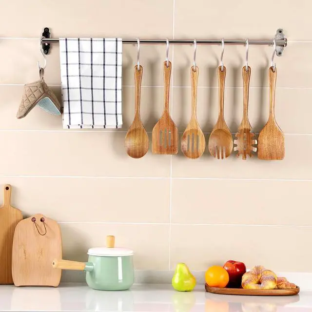Alt view image 5 of 7 - Wooden Cooking Utensils, 6 Pieces Natural Acacia Wooden Spoons For Cooking with Non Stick & Heat Resistant Design, Wooden Kitchen Utensil Set with Hanging Hole for Stirring, Mixing, Cooking