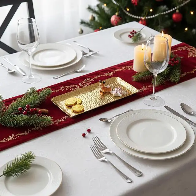Alt view image 2 of 7 - Hammered Rectangular Platter Serving Tray, Gold Stainless Steel Decorative Storage Tray, 9.8 x 4.3 Inch