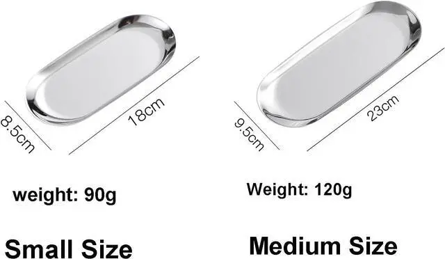 Alt view image 3 of 7 - 4 Pcs 7 Inch x 3.3 Inch Trinket Tray, Silver Stainless Steel, for Serving Trays Towel Storage Dish Plate Tea Fruit Trays Jewelry Plate Decorative Storage Tray