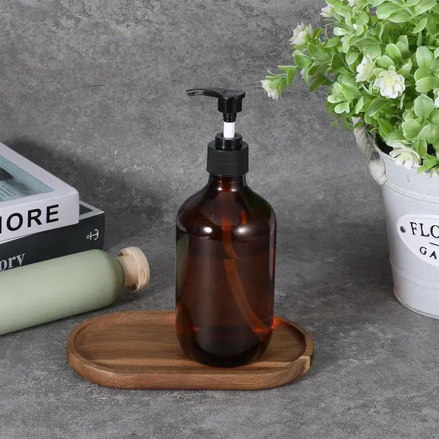 Alt view image 3 of 7 - Small Acacia Wood Serving Trays Mini Wooden Platters Wooden Vanity Tray Dispenser Wood Counter Plates Bathroom Countertop Organizer Trays Coffee Bar Tray Appetizer Serving Board Snack Serve Board