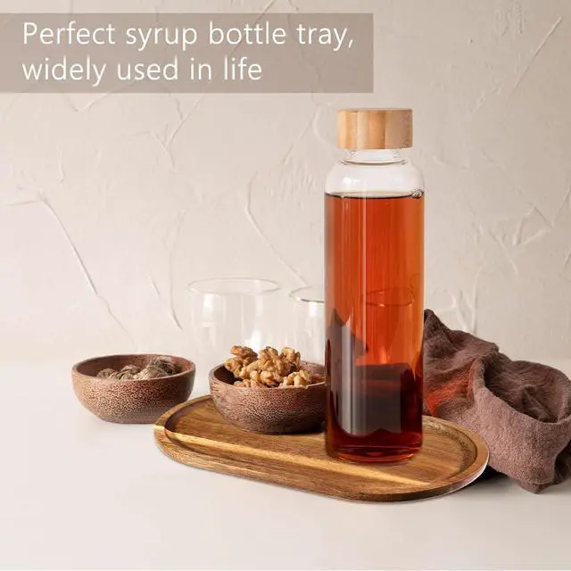 Alt view image 5 of 7 - Small Acacia Wood Serving Trays Mini Wooden Platters Wooden Vanity Tray Dispenser Wood Counter Plates Bathroom Countertop Organizer Trays Coffee Bar Tray Appetizer Serving Board Snack Serve Board