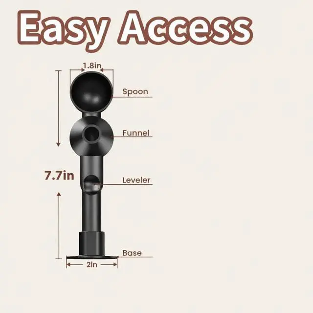 Alt view image 2 of 7 - Coffee Scoop & Funnel for Reusable K Cup Pods 2 Tablespoon Measuring Spoon for Ground Coffee, Protein Powder, and Tea No-Spill Design, Ideal for Kitchen Storage (1, Black)
