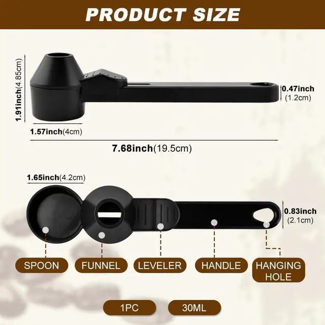 Alt view image 7 of 7 - Coffee Scoop & Funnel for K-Cups Reusable, Coffee Spoon with Slide Scoop Measuring Scoo p with Funnel for Filling Water Bottles for Ground Coffe e Protein Powder without Spilling