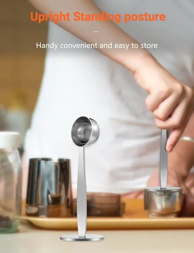 Alt view image 2 of 7 - Two-in-One Stainless Steel Coffee Scoop Tamping Spoon