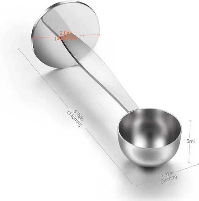 Alt view image 7 of 7 - Two-in-One Stainless Steel Coffee Scoop Tamping Spoon