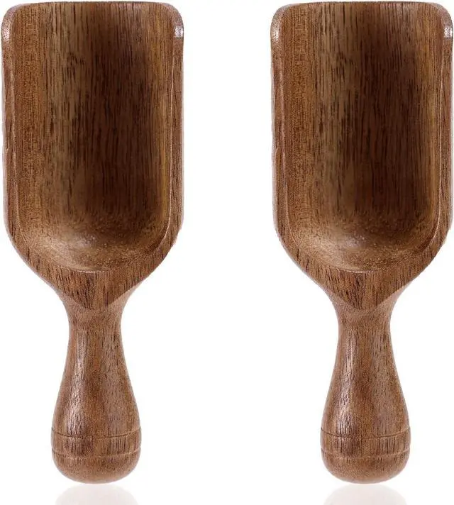 Main image of 2pcs Mini Acacia Wood Coffee Spoons, Small Wooden Scoops for Jars