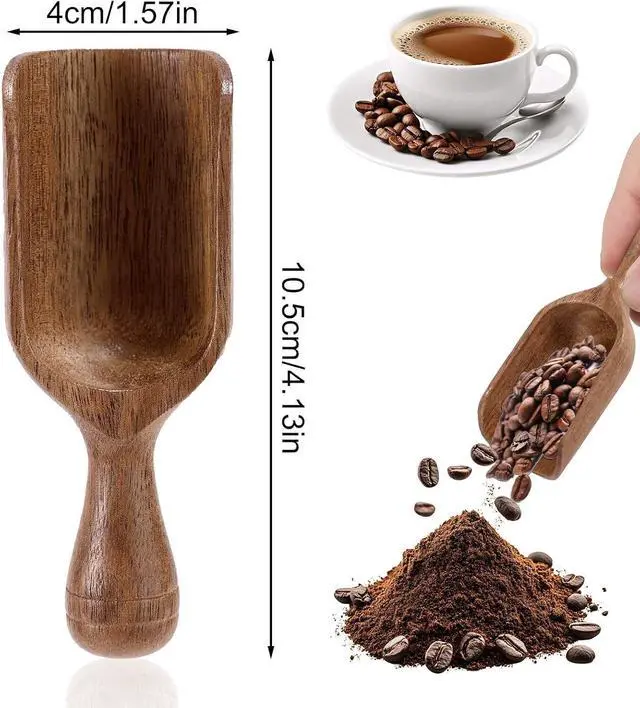 Alt view image 2 of 7 - 2pcs Mini Acacia Wood Coffee Spoons, Small Wooden Scoops for Jars