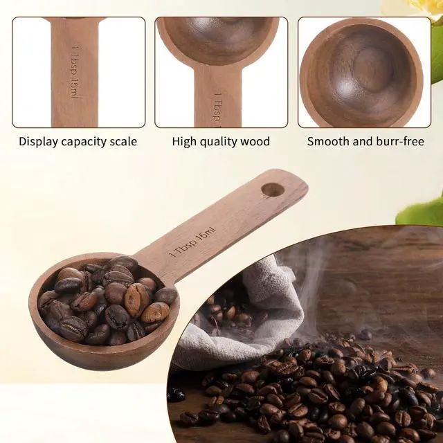 Alt view image 3 of 7 - Walnut Wooden Coffee Scoop for Jars, Coffee Scoop for Ground Coffe Handmade Tablespoon Measuring Spoon for Coffe Beans Tea Spices 15ml 1 Tablespoon Home Kitchen Accessories for Jars and Containers