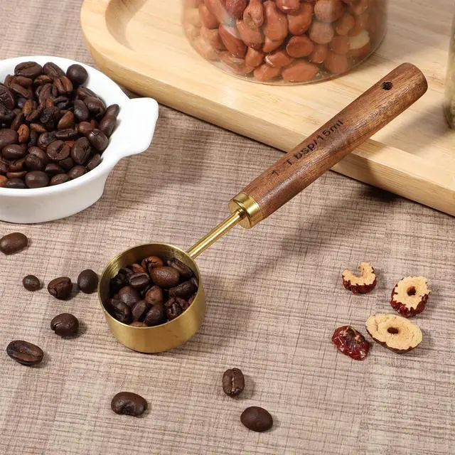 Alt view image 4 of 7 - Stainless Steel Wood 1 Teaspoon Scoop, 1 Tablespoon Coffee Scoop, Wood Long Handle Coffee-Bean Scoops, Measuring Scoops for Coffee, Tea, Spices (15ML, 6 Inch)
