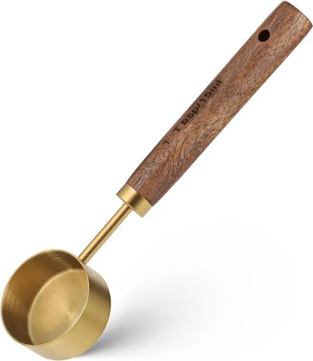 Main image of Stainless Steel Wood 1 Teaspoon Scoop, 1 Tablespoon Coffee Scoop, Wood Long Handle Coffee-Bean Scoops, Measuring Scoops for Coffee, Tea, Spices (15ML, 6 Inch)