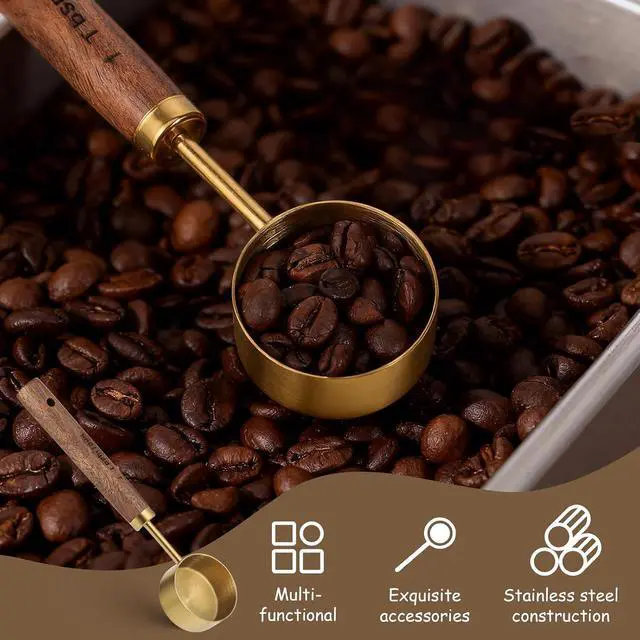 Alt view image 7 of 7 - Stainless Steel Wood 1 Teaspoon Scoop, 1 Tablespoon Coffee Scoop, Wood Long Handle Coffee-Bean Scoops, Measuring Scoops for Coffee, Tea, Spices (15ML, 6 Inch)
