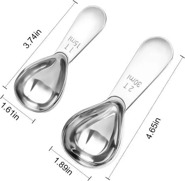 Alt view image 2 of 7 - Safring Coffee Scoop Set, Tablespoon Scoop 2 Pc Set (1 Tbsp & 2 Tbsp), Stainless Steel Measuring Spoons for Ground Coffee with Short Handles, for Tea, Sugar, or Flour