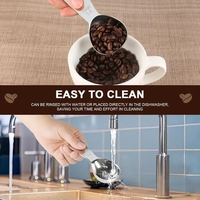 Alt view image 7 of 7 - Safring Coffee Scoop Set, Tablespoon Scoop 2 Pc Set (1 Tbsp & 2 Tbsp), Stainless Steel Measuring Spoons for Ground Coffee with Short Handles, for Tea, Sugar, or Flour