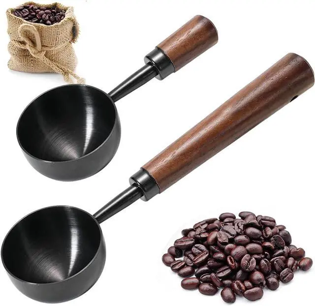 Main image of 2 PCS Coffee Scoop Vintage Coffee Measuring Spoon Retro Stainless Steel Coffee Spoon Long Wooden Handle Coffee Scoop Kitchen Utensil for Scooping, Measuring & Serving Perfect for Coffee Tea, and More
