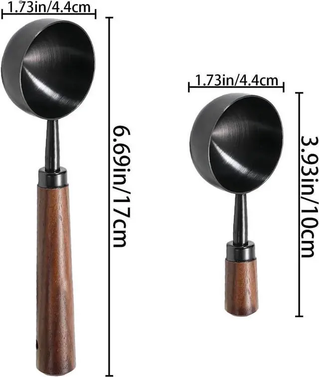 Alt view image 2 of 7 - 2 PCS Coffee Scoop Vintage Coffee Measuring Spoon Retro Stainless Steel Coffee Spoon Long Wooden Handle Coffee Scoop Kitchen Utensil for Scooping, Measuring & Serving Perfect for Coffee Tea, and More
