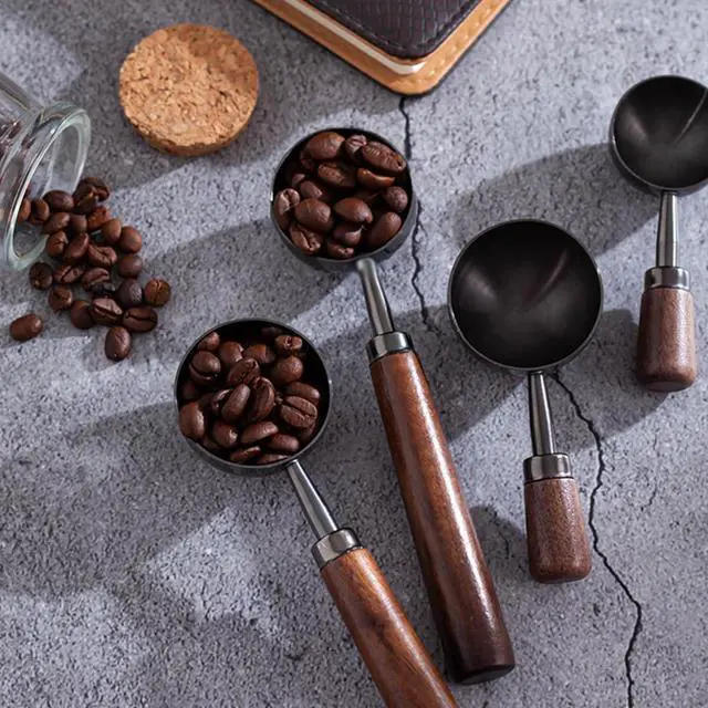Alt view image 7 of 7 - 2 PCS Coffee Scoop Vintage Coffee Measuring Spoon Retro Stainless Steel Coffee Spoon Long Wooden Handle Coffee Scoop Kitchen Utensil for Scooping, Measuring & Serving Perfect for Coffee Tea, and More