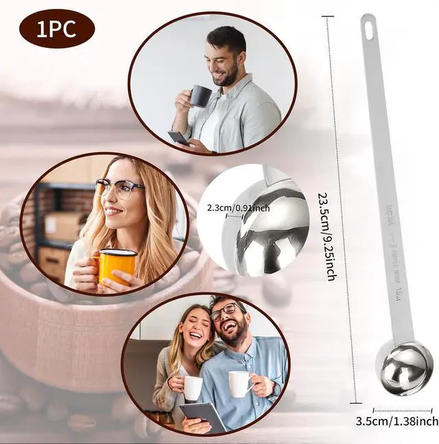 Alt view image 2 of 7 - 1 Tablespoon Coffee Scoop Stainless Steel Long Handle Measuring Spoon 1 tbsp Measuring spoon 15 ml Coffee Scoop 1 tablespoon Scoop for Ground Coffee